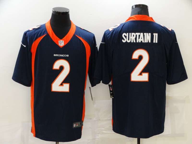 Men Denver Broncos #2 Surtain ii Blue Nike Vapor Untouchable Limited 2021 NFL Jerseys->women mlb jersey->Women Jersey